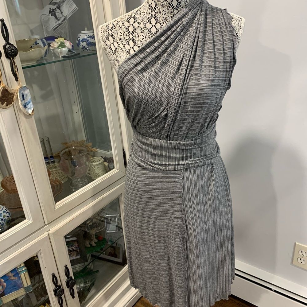 Angelrox Gray Stripe Wrap Skirt / Dress